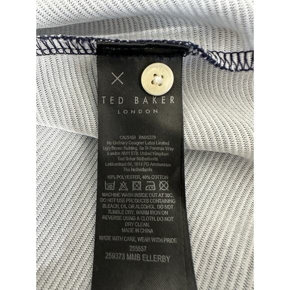 Ted Baker Polo Shirt Mens Small 2 Taigaa Striped Navy Blue Golf Preppy Classic - Picture 13 of 14